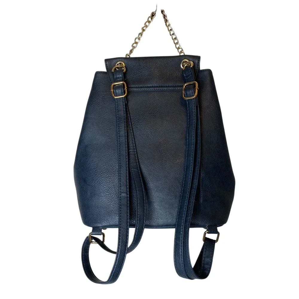 Ted Lapidus Faux‎ Leather Backpack in Navy Blue
